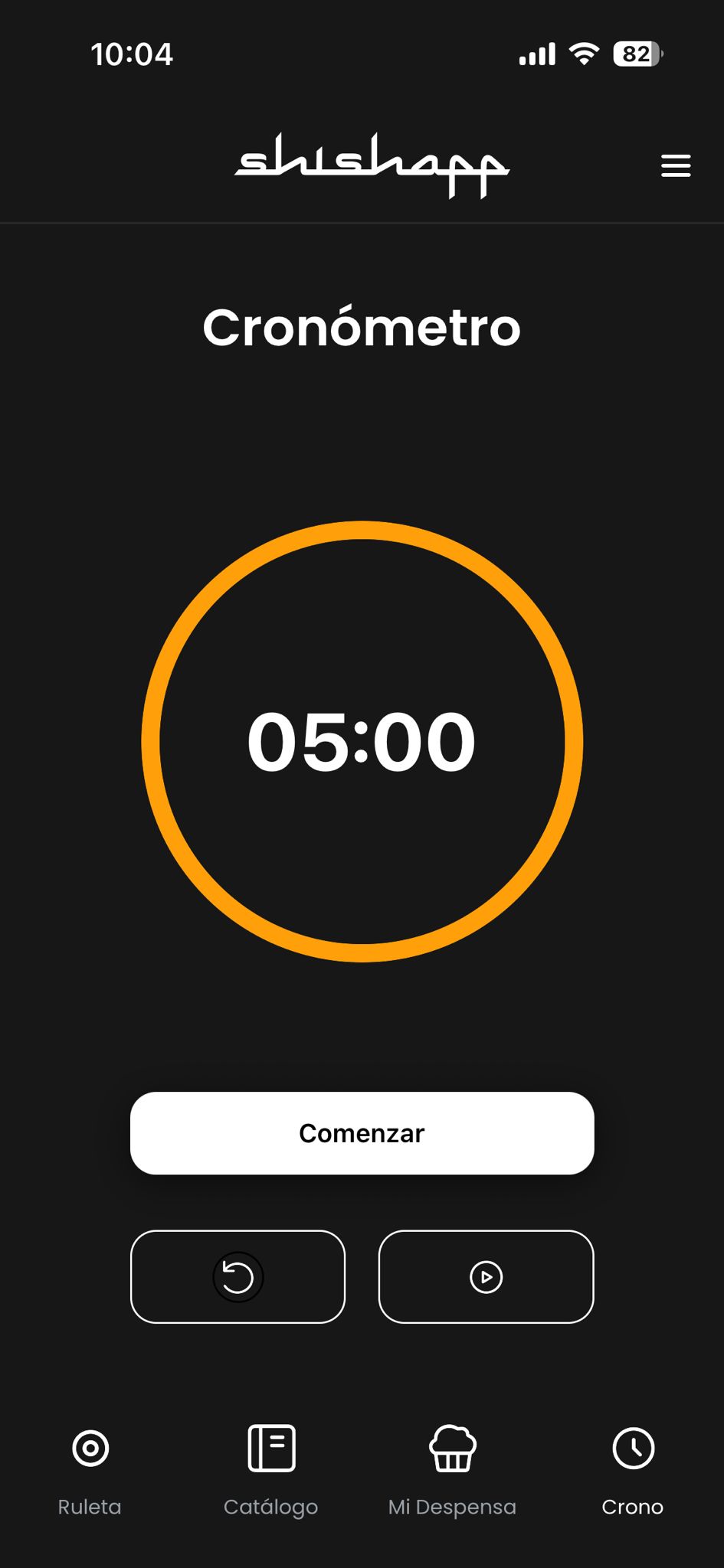 Pantalla del Temporizador